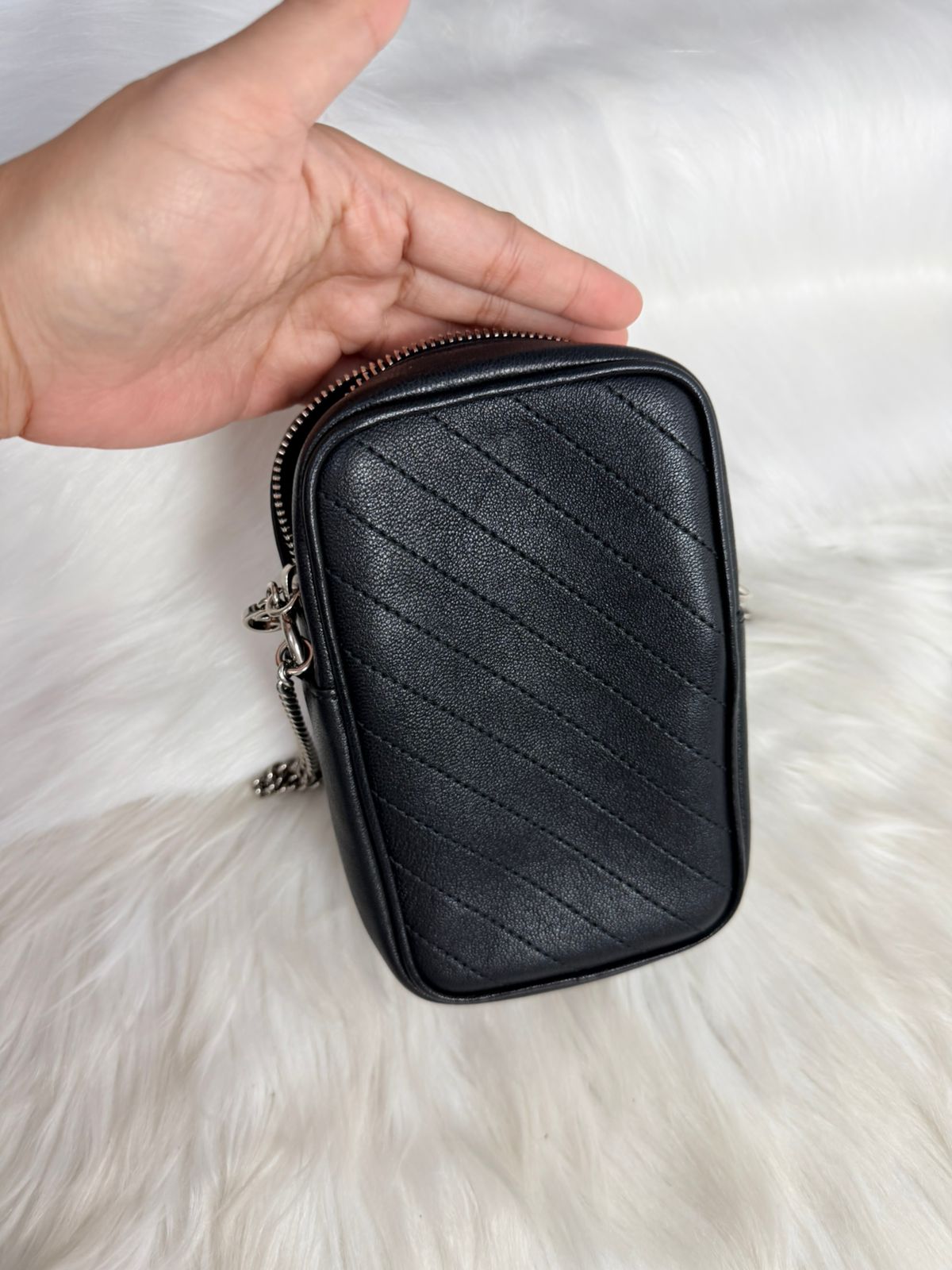 Black Leather Mini Blondie Shoulder Bag