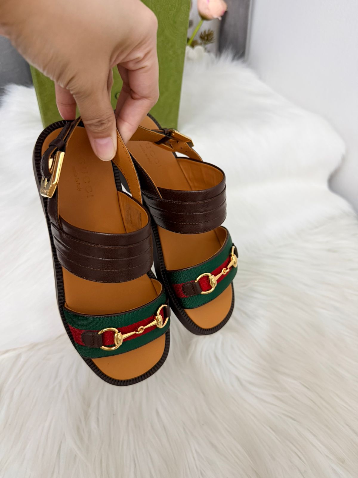 GUCCI
Horsebit Flat Sandals in Leather