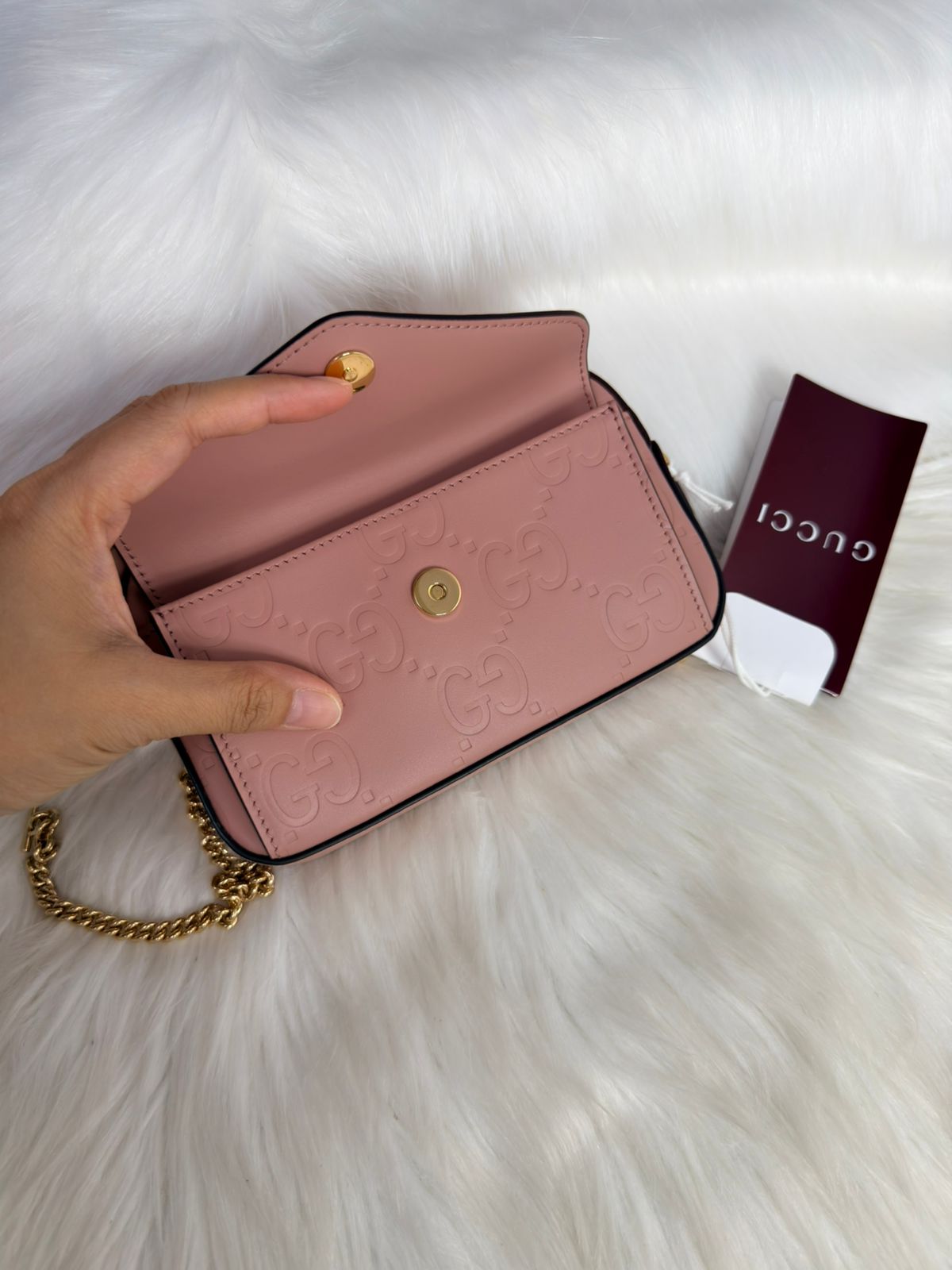 GUCCI
Super Mini GG Shoulder Bag in Leather