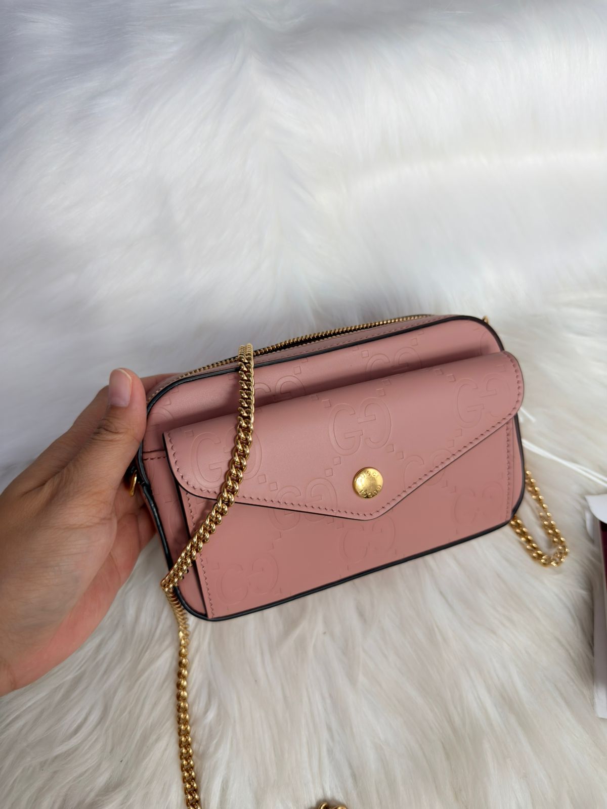 GUCCI
Super Mini GG Shoulder Bag in Leather