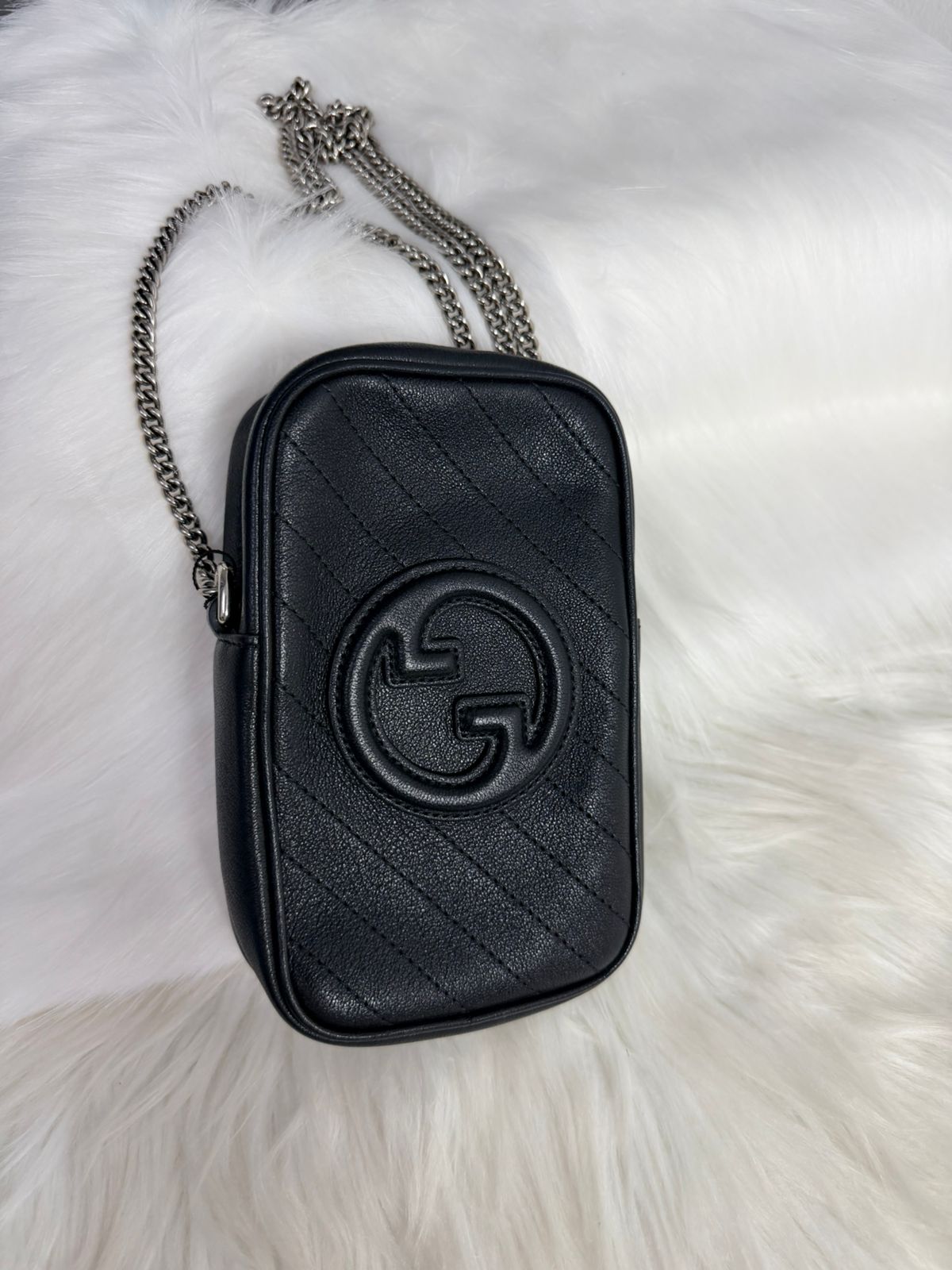 Black Leather Mini Blondie Shoulder Bag