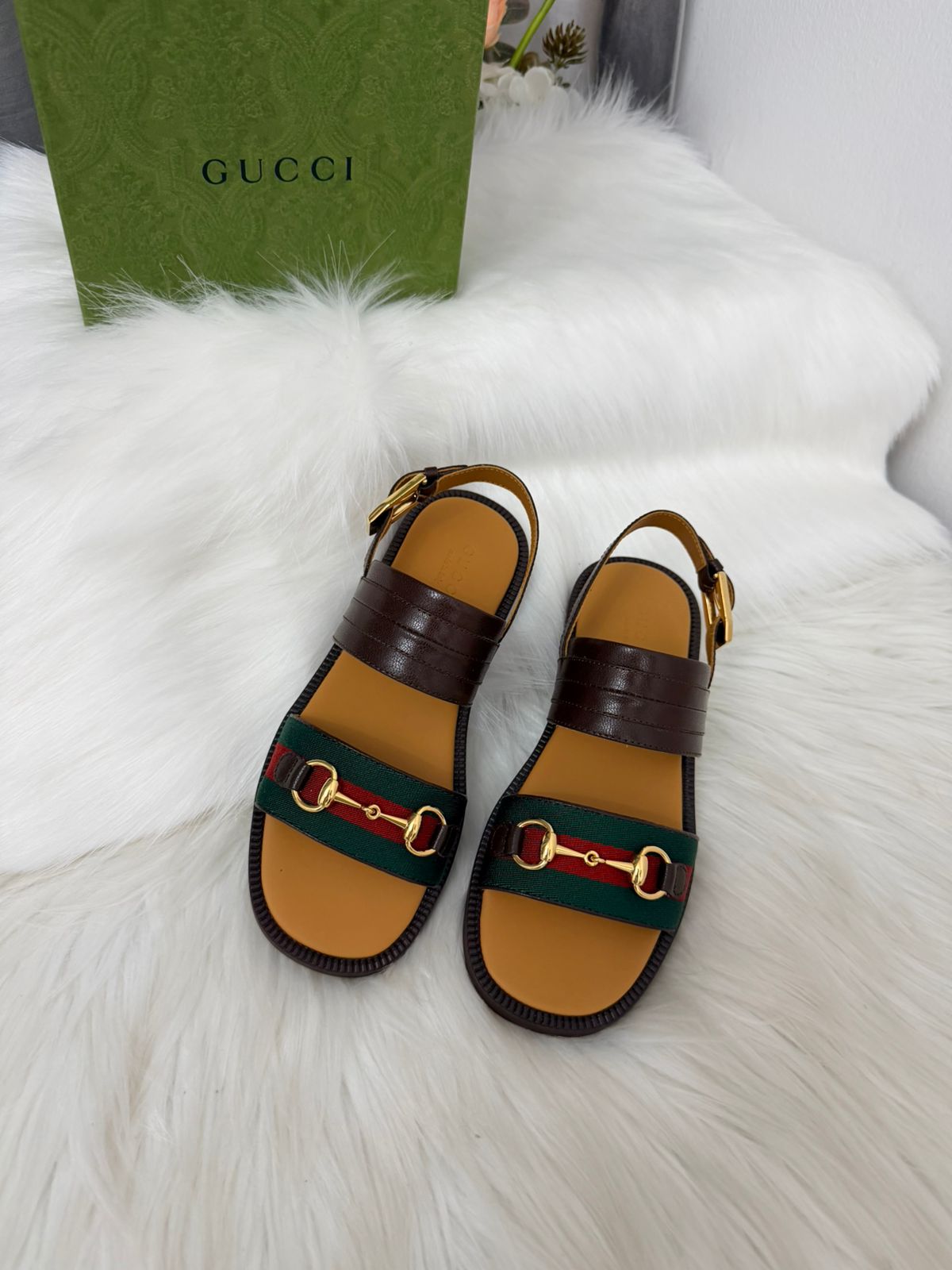 GUCCI
Horsebit Flat Sandals in Leather