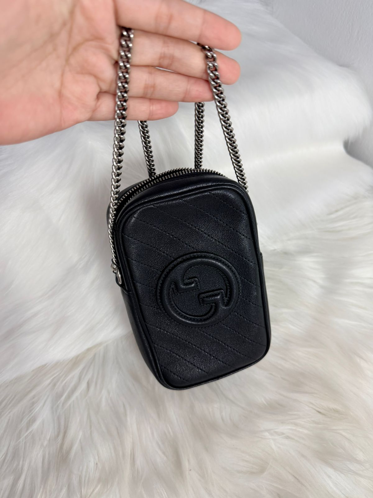 Black Leather Mini Blondie Shoulder Bag