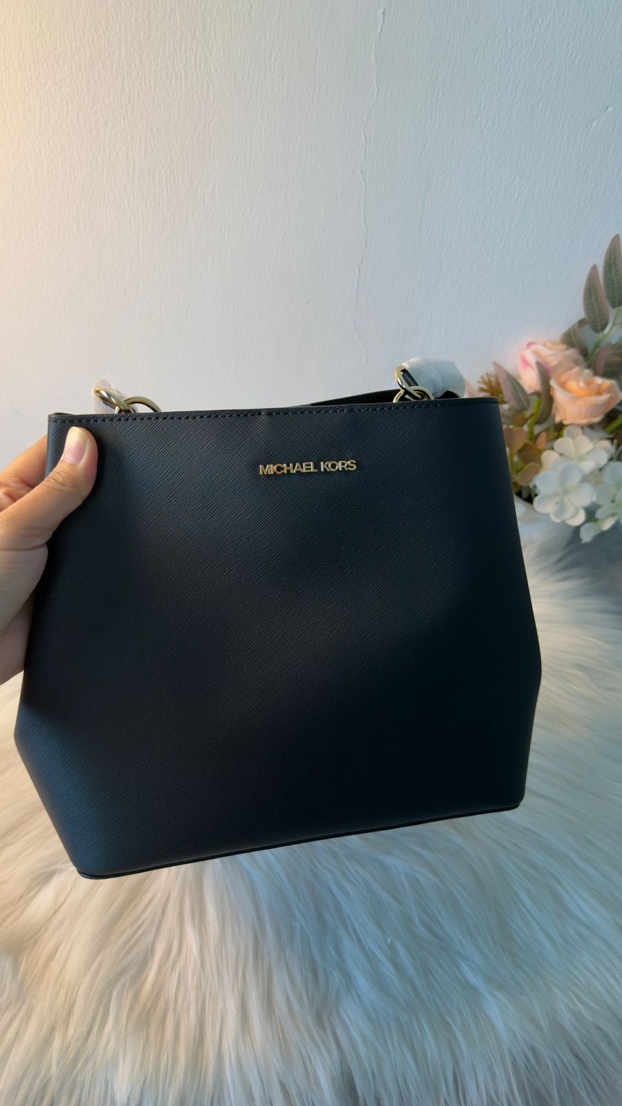 Michael Kors Black Pratt Medium Shoulder Bag