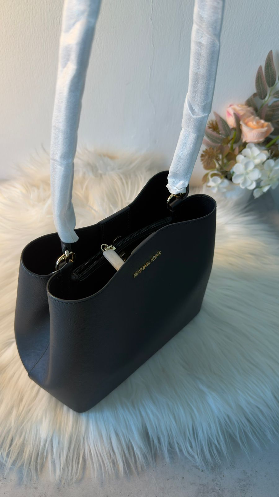 Michael Kors Black Pratt Medium Shoulder Bag