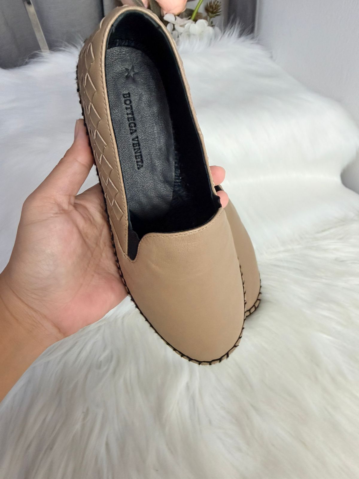 Bottega Veneta Beige Intrecciato Leather Espadrille Flats Size 34