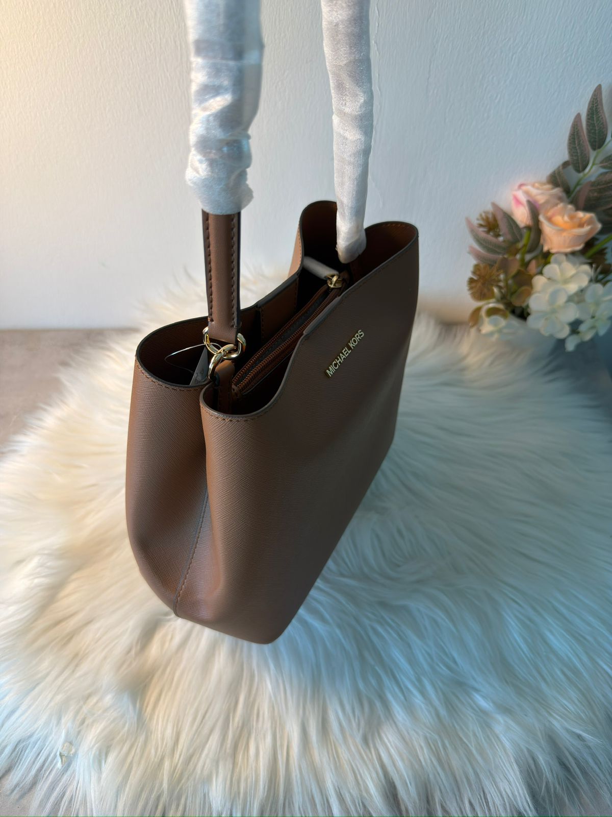 Michael Kors Brown Pratt Medium Shoulder Bag